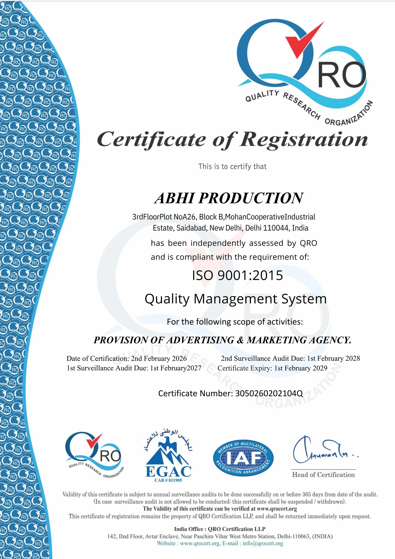 ISO Certificate